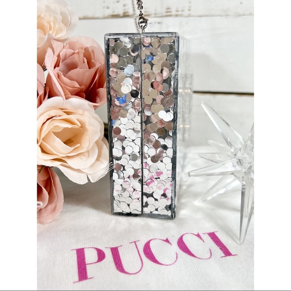 Emilio Pucci Rare Glitter Lucite 3-D Logo Box Clutch/Shoulder Bag - Picture 5 of 16
